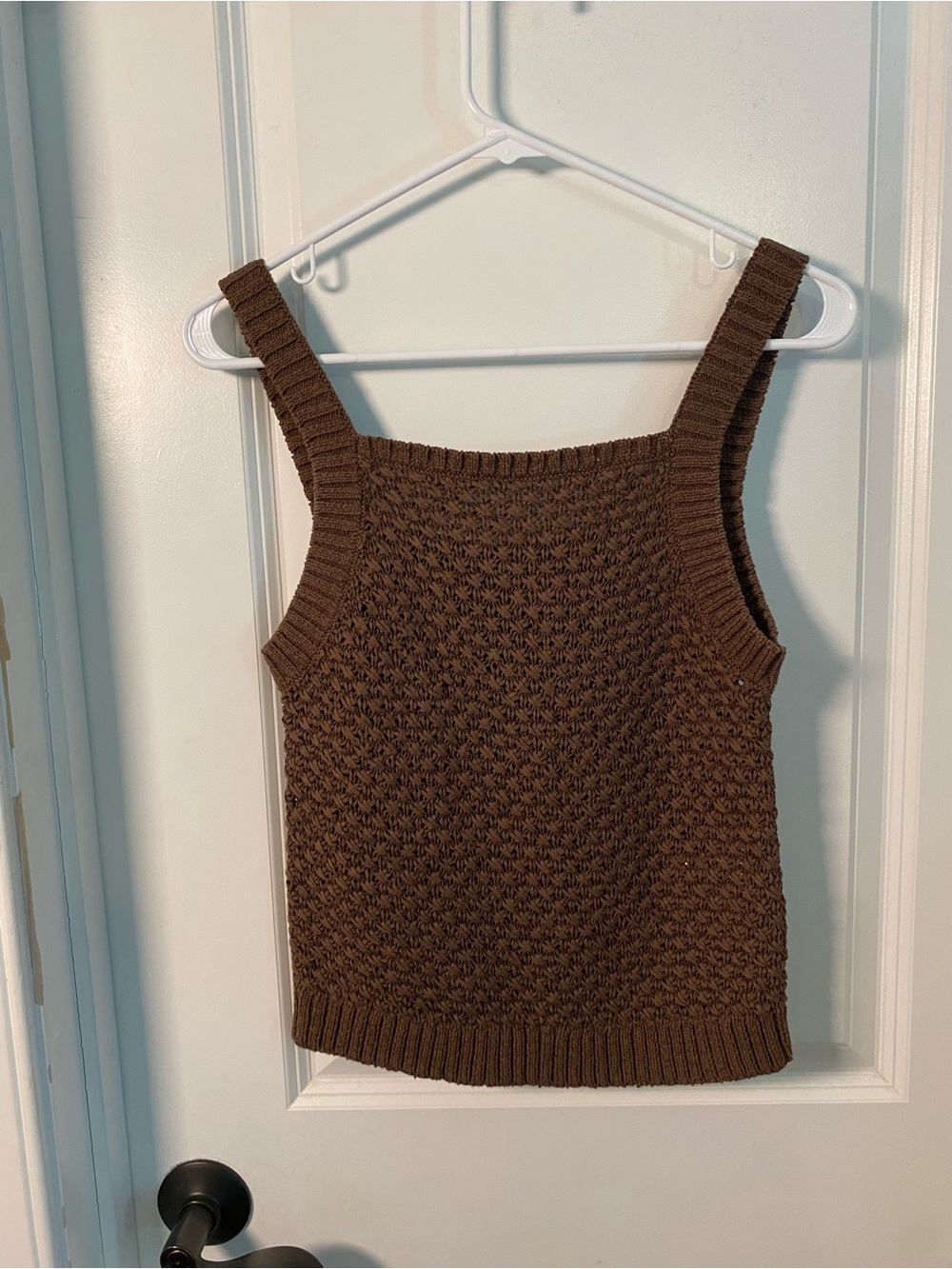 NWT J. Crew Brown Basket Weave Knit Square-Neck Tank